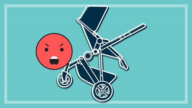 generic stroller with unhappy emoji